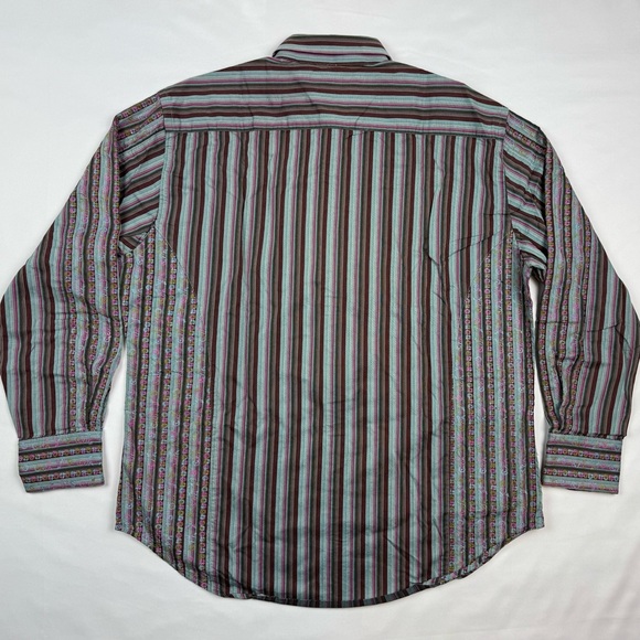 Robert Graham Mens Button Up Shirt XL Striped Flip Contrast Cuff Floral A3 - Picture 2 of 7